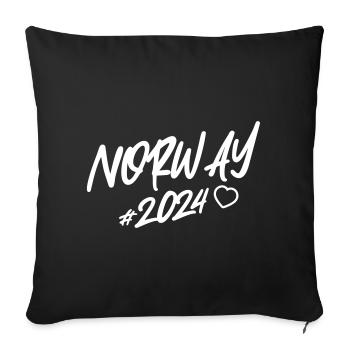 Norvège 2024 Coeur - Housse de coussin décorative 45 x 45 cm - noir - Devant
