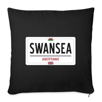 Swansea town sign - Sofa pillowcase 17,3'' x 17,3'' (45 x 45 cm) - black - Front