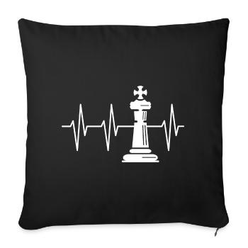 Battement de cœur de l’équipe du club d’échecs Pulse Chess King - Housse de coussin décorative 45 x 45 cm - noir - Devant
