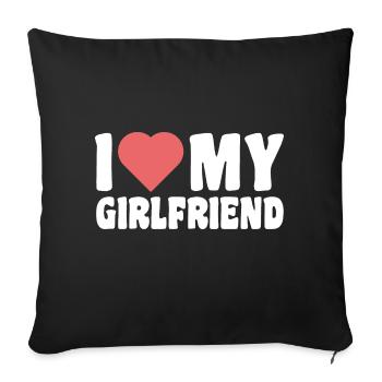 I Love My Girlfriend J'aime Ma Copine St Valentin - Housse de coussin décorative 45 x 45 cm - noir - Devant