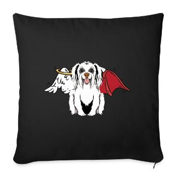 Enfers, Chien, Ange, Diable, Céleste, Diable, Chiens - Housse de coussin décorative 45 x 45 cm - noir - Devant