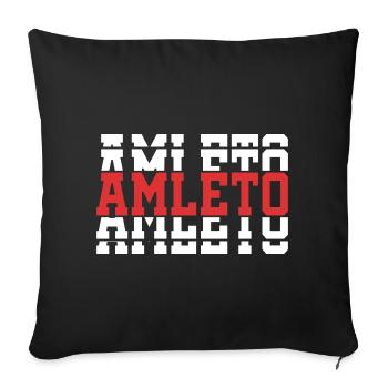 t-shirt Amleto t-shirt idée cadeau texte empilé - Housse de coussin décorative 45 x 45 cm - noir - Devant