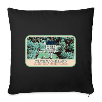 Illustration Château-Gaillard, Loire Valley - Sofa pillowcase 17,3'' x 17,3'' (45 x 45 cm) - black - Front