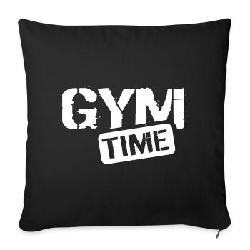 gym time fitness bodybuilding workout icon logo - Sofa pillowcase 17,3'' x 17,3'' (45 x 45 cm) - black - Front