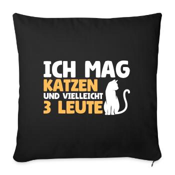 J’aime les chats et peut-être 3 personnes - Housse de coussin décorative 45 x 45 cm - noir - Devant