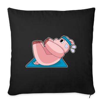 Entraînement abdominal Porc Bodybuilding - Housse de coussin décorative 45 x 45 cm - noir - Devant