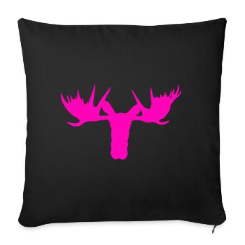 Moose head – for girls and women - Sofa pillowcase 17,3'' x 17,3'' (45 x 45 cm) - black - Front
