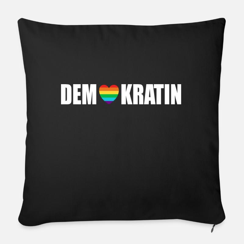 Demokratin Demonstration gegen rechts Demokratie - Sofakissenbezug 45 x 45 cm - Schwarz