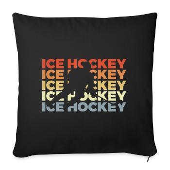 Look vintage de hockey sur glace - Housse de coussin décorative 45 x 45 cm - noir - Devant