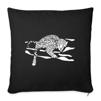 Silhouette de saut léopard - Housse de coussin décorative 45 x 45 cm - noir - Devant