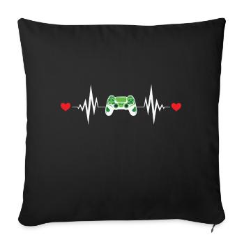 Heartbeat Games - Sofa pillowcase 17,3'' x 17,3'' (45 x 45 cm) - black - Front
