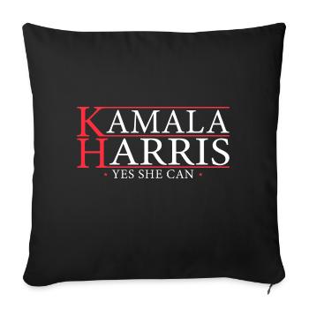 Kamala Yes She Can 2024 - Kamala pour la présidente - Housse de coussin décorative 45 x 45 cm - noir - Devant