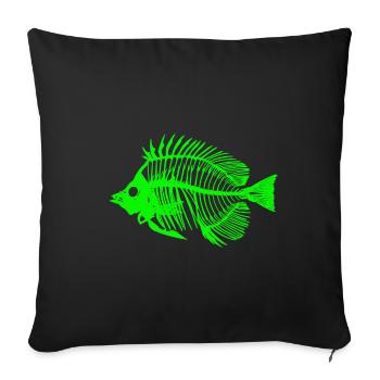 Conception de squelette de poisson brillant - Housse de coussin décorative 45 x 45 cm - noir - Devant