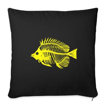 Poisson jaune fluo - Housse de coussin décorative 45 x 45 cm - noir - Devant