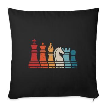 Pièces d’échecs Pièces d’échecs Échiquier Joueur d’échecs - Housse de coussin décorative 45 x 45 cm - noir - Devant