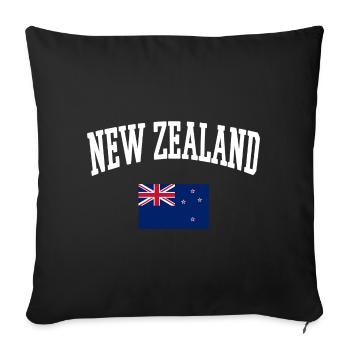T Shirt sweat NEW ZEALAND drapeau - Housse de coussin décorative 45 x 45 cm - noir - Devant