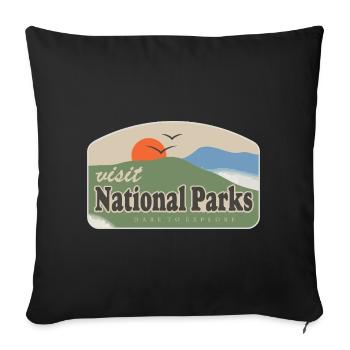 Parcs nationaux – Nature Aventure Rétro Badge - Housse de coussin décorative 45 x 45 cm - noir - Devant
