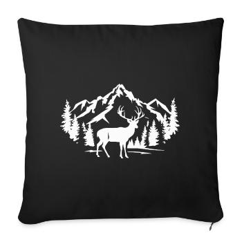 Majestic Deer with Mountain and Forest Scene - Sofa pillowcase 17,3'' x 17,3'' (45 x 45 cm) - black - Front