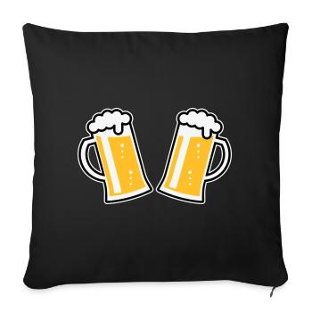 2 chopes à bière Prosten (bière / chope à bière / 3C) - Housse de coussin décorative 45 x 45 cm - noir - Devant