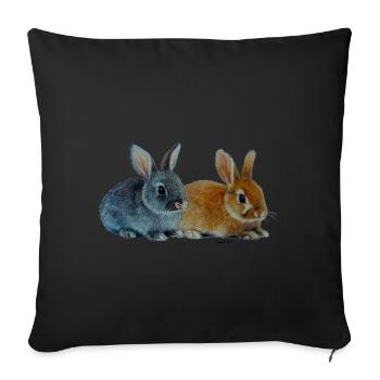 Lapins - Pâques - Housse de coussin décorative 45 x 45 cm - noir - Devant