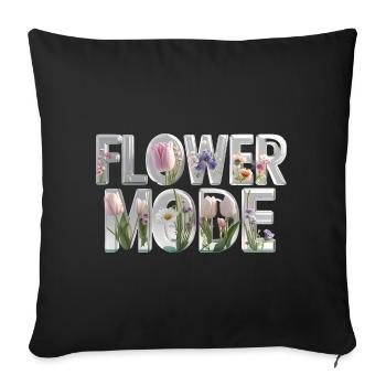 FLOWER MODE – 3D Letters full of blossoms - Sofa pillowcase 17,3'' x 17,3'' (45 x 45 cm) - black - Front