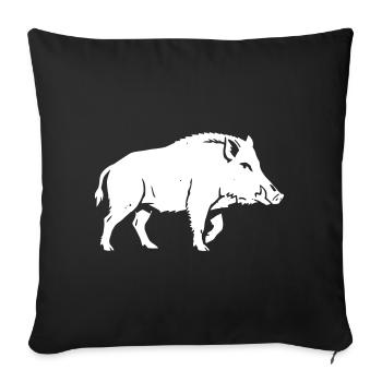 Silhouette de sanglier sauvage Chasseur de la forêt Vecteur - Housse de coussin décorative 45 x 45 cm - noir - Devant