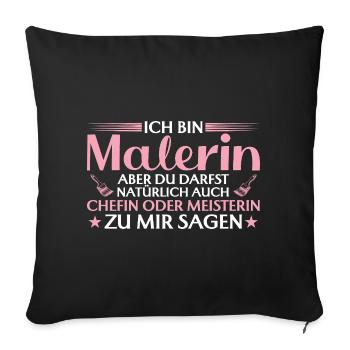 Patronne ou Maître artisan - Peintre - Housse de coussin décorative 45 x 45 cm - noir - Devant
