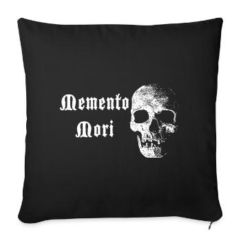 Crâne de Memento Mori – Contraste blanc - Housse de coussin décorative 45 x 45 cm - noir - Devant