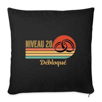 Level 20 Unlocked Retro Graphic Design - Sofa pillowcase 17,3'' x 17,3'' (45 x 45 cm) - black - Front