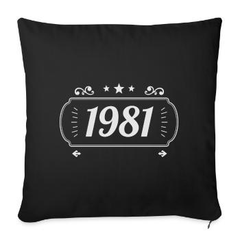 Vintage 1981 Rétro Anniversaire 1981  - Housse de coussin décorative 45 x 45 cm - noir - Devant