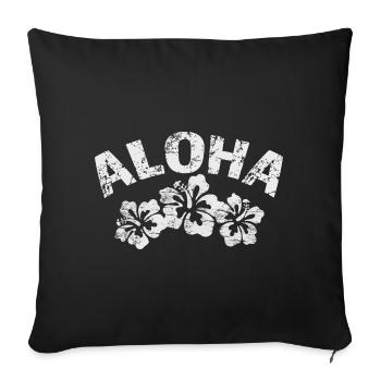 Imprimé vintage d’hibiscus Aloha - Housse de coussin décorative 45 x 45 cm - noir - Devant