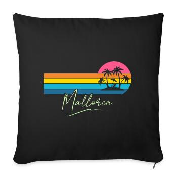 Mallorca Palm Trees Sunset Retro - Sofa pillowcase 17,3'' x 17,3'' (45 x 45 cm) - black - Front