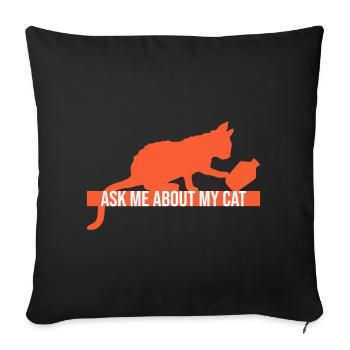 Demandez-moi pour mon chat Chat Amour des animaux Animaux - Housse de coussin décorative 45 x 45 cm - noir - Devant