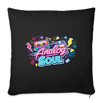Analog Soul Neon Retro - Sofa pillowcase 17,3'' x 17,3'' (45 x 45 cm) - black - Front