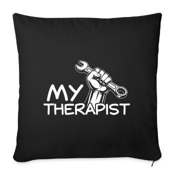 Mon thérapeute Amoureux de voitures Mec de voitures - Housse de coussin décorative 45 x 45 cm - noir - Devant
