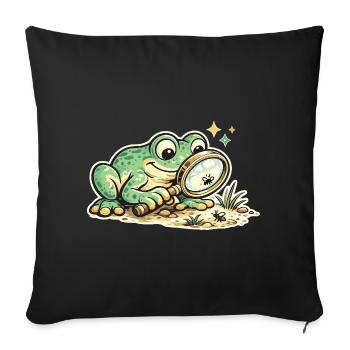 Frog detective in search of clues - Sofa pillowcase 17,3'' x 17,3'' (45 x 45 cm) - black - Front