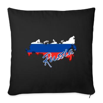 Carte avec le drapeau de la Russie, j’adore la Russie - Housse de coussin décorative 45 x 45 cm - noir - Devant