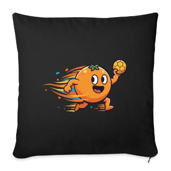 Funny Handball Orange Cartoon Motif - Sofa pillowcase 17,3'' x 17,3'' (45 x 45 cm) - black - Front