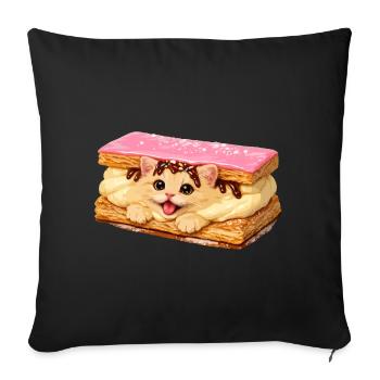 Cat in Tompouce - Sofa pillowcase 17,3'' x 17,3'' (45 x 45 cm) - black - Front