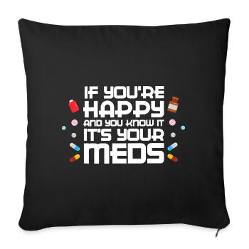 Parodie de Happy Meds Imprimé - Housse de coussin décorative 45 x 45 cm - noir - Devant