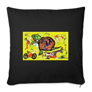 Prähistorischer Verkehrsstau - Sofakissenbezug 45 x 45 cm - Schwarz - Vorne