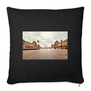 Pyramide du Louvre sur la place - Housse de coussin décorative 45 x 45 cm - noir - Devant