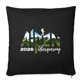 Traversée des Alpes 2026 - Randonnée - Housse de coussin décorative 45 x 45 cm - noir - Devant