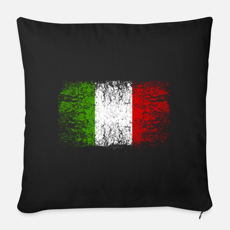 Italie 002 dessins ronds - Housse de coussin décorative 45 x 45 cm - noir