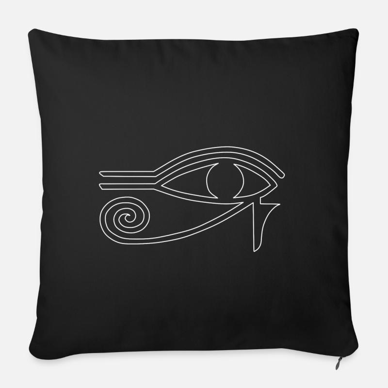 Eye of Ra blanc - Housse de coussin décorative 45 x 45 cm - noir