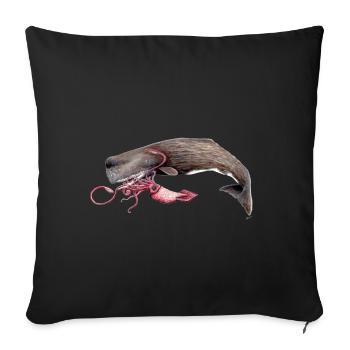 Sperm Whale with Squid - sperm whale - Cachalot - Sofa pillowcase 17,3'' x 17,3'' (45 x 45 cm) - black - Front