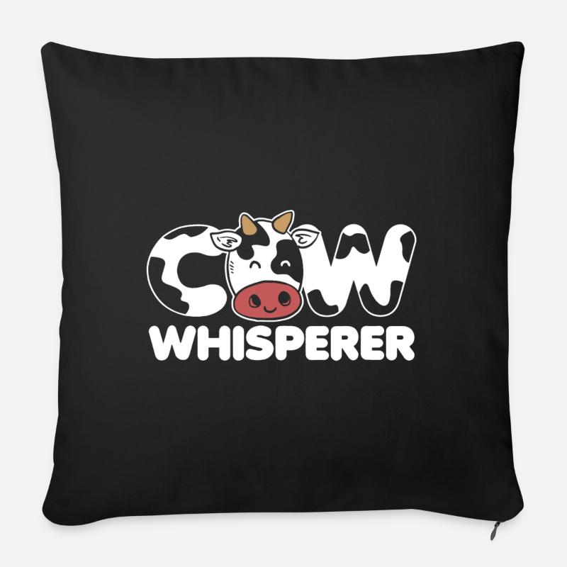 Vache Whisperer Shirt - Housse de coussin décorative 45 x 45 cm - noir