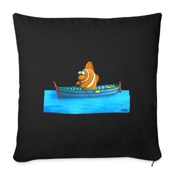 Poisson clown drôle - Housse de coussin décorative 45 x 45 cm - noir - Devant