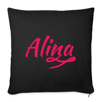 Name Alina - Sofa pillowcase 17,3'' x 17,3'' (45 x 45 cm) - black - Front