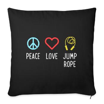 Peace Love Jump Rope - Sofa pillowcase 17,3'' x 17,3'' (45 x 45 cm) - black - Front